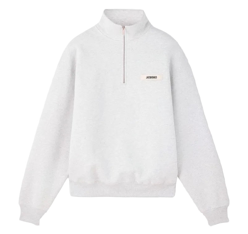 Jacquemus Gros Grain Zipped-Rollneck Sweatshirt in Grey