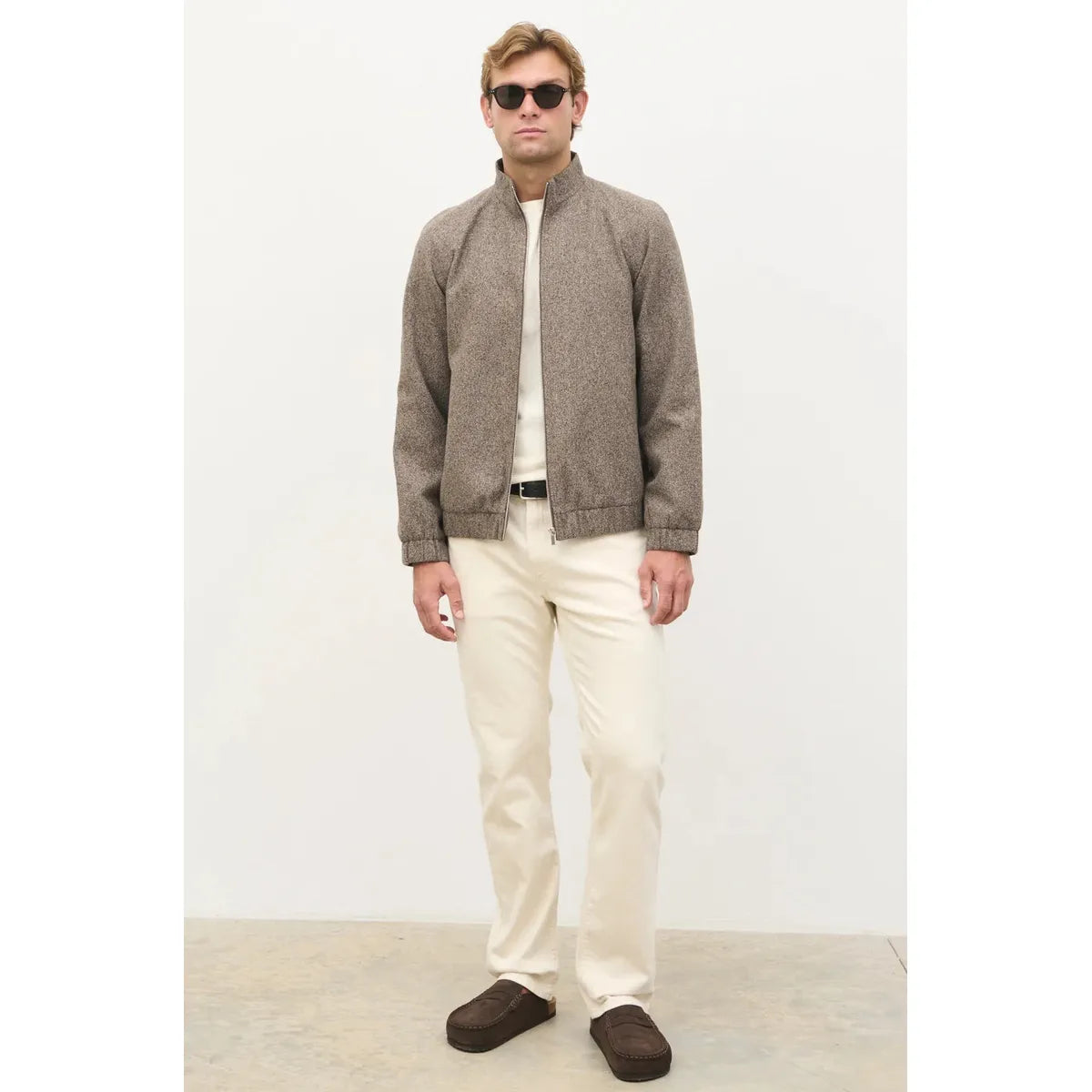 NOBL Jamie Funnel Neck Zip Jacket Brown