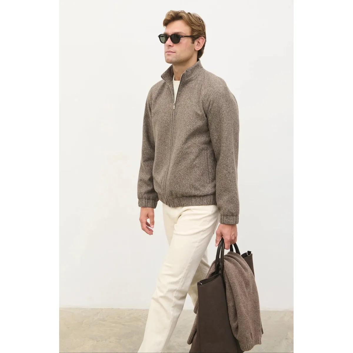 NOBL Jamie Funnel Neck Zip Jacket Brown
