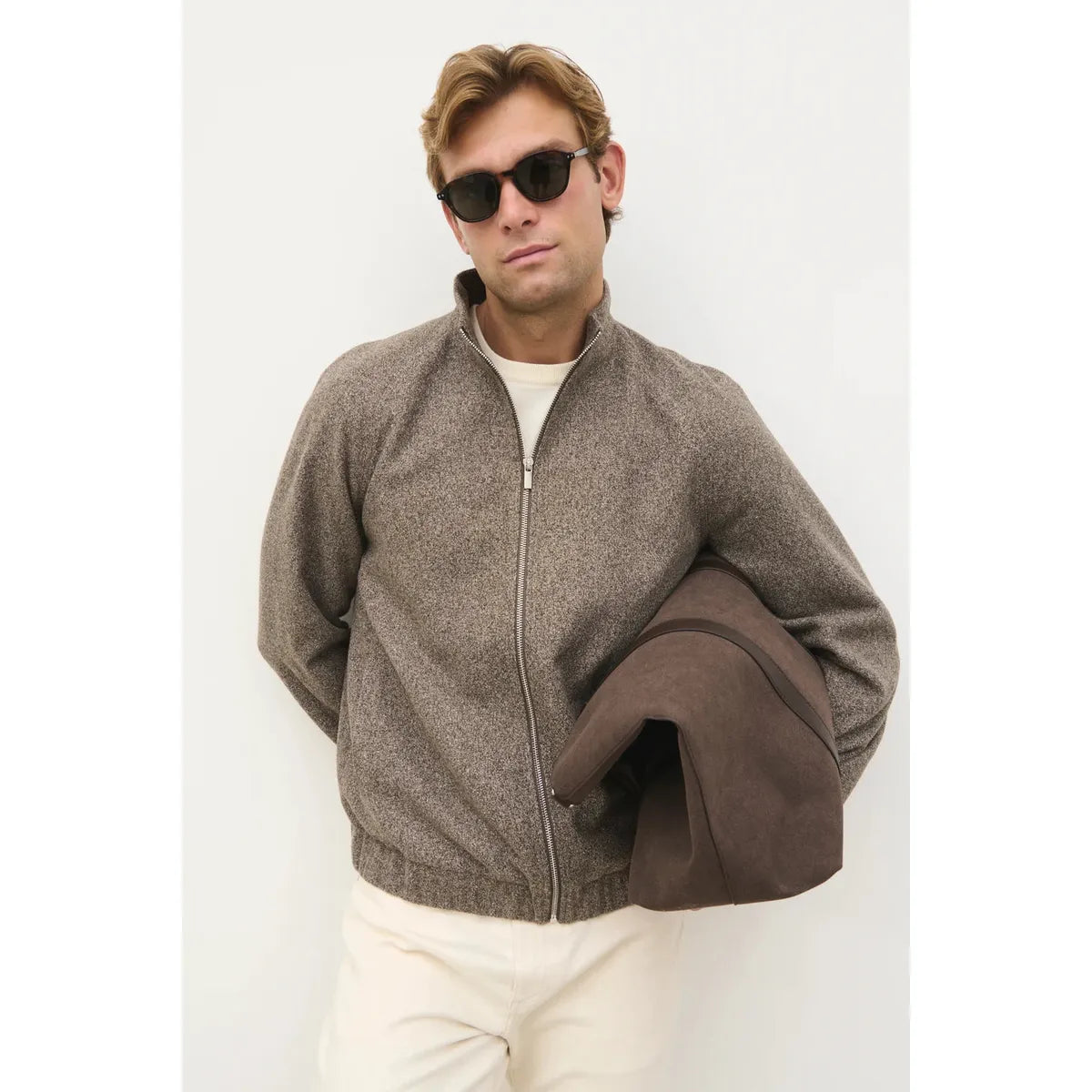 NOBL Jamie Funnel Neck Zip Jacket Brown