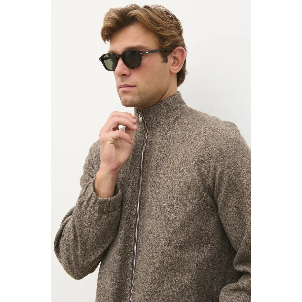 NOBL Jamie Funnel Neck Zip Jacket Brown