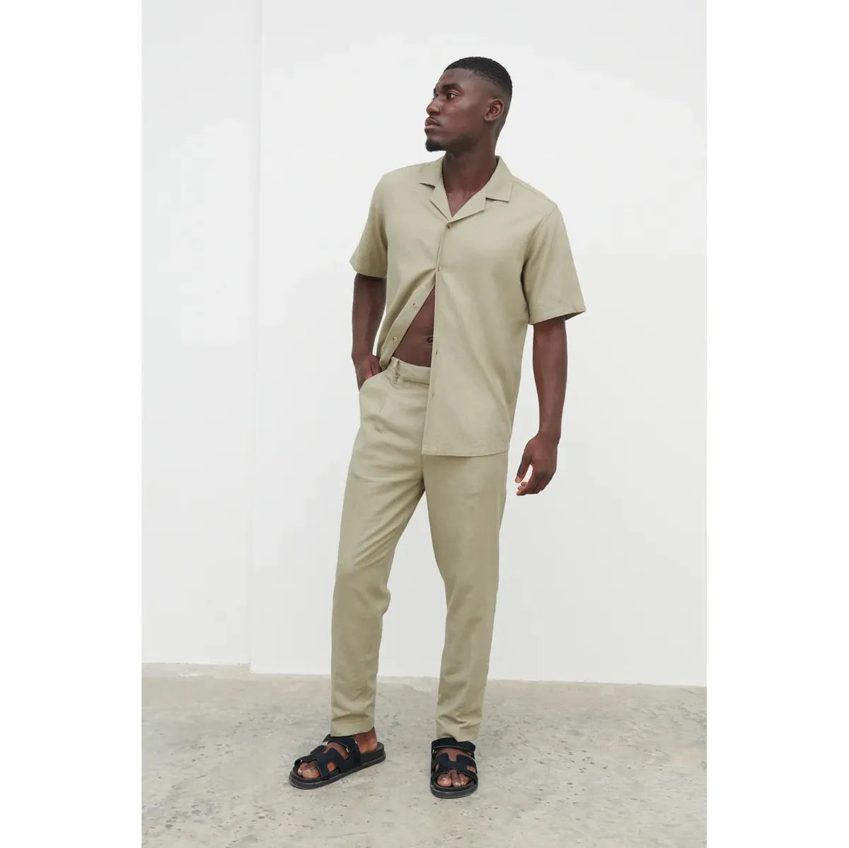 NOBL Joel Linen Trousers Olive