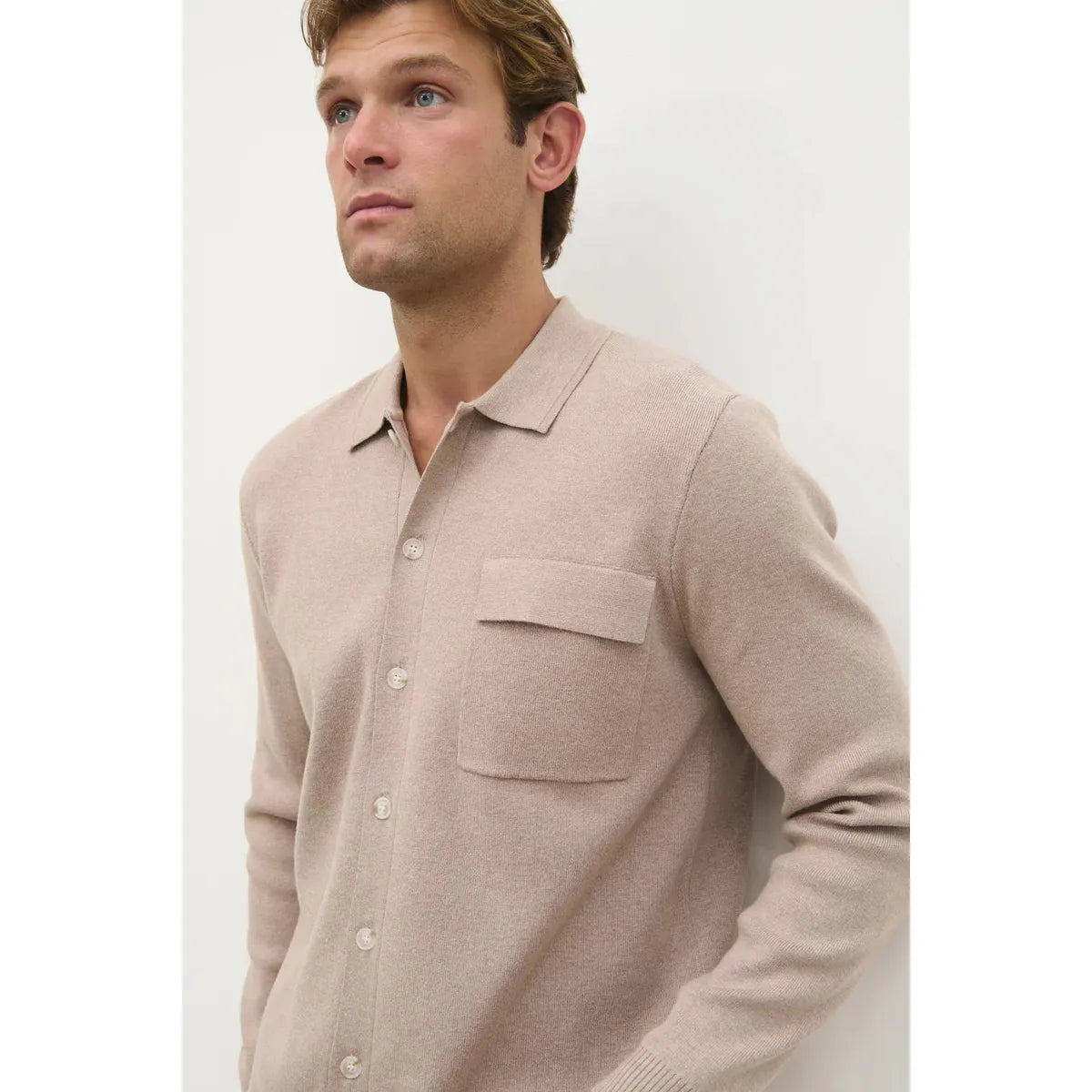 NOBL Koen Knitted Shirt Oatmeal