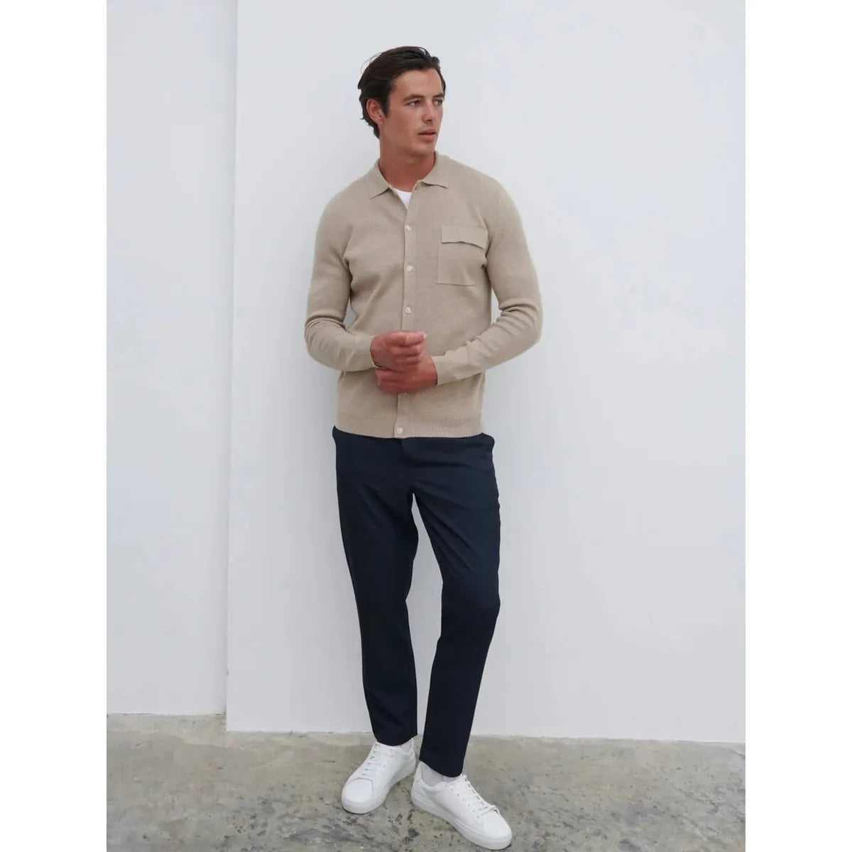 NOBL Koen Knitted Shirt Oatmeal