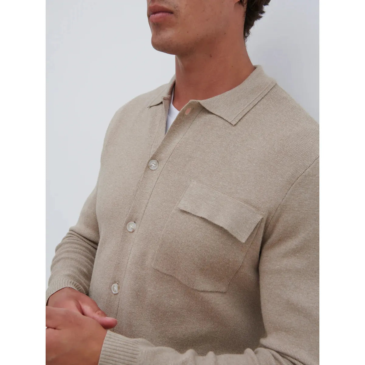 NOBL Koen Knitted Shirt Oatmeal