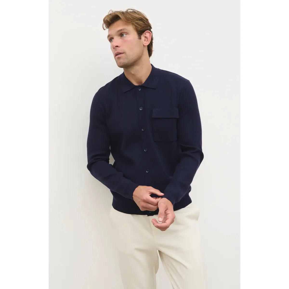 NOBL Koen Knitted Shirt Navy