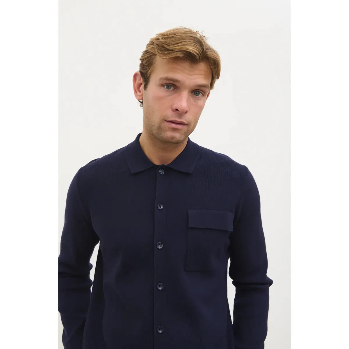 NOBL Koen Knitted Shirt Navy