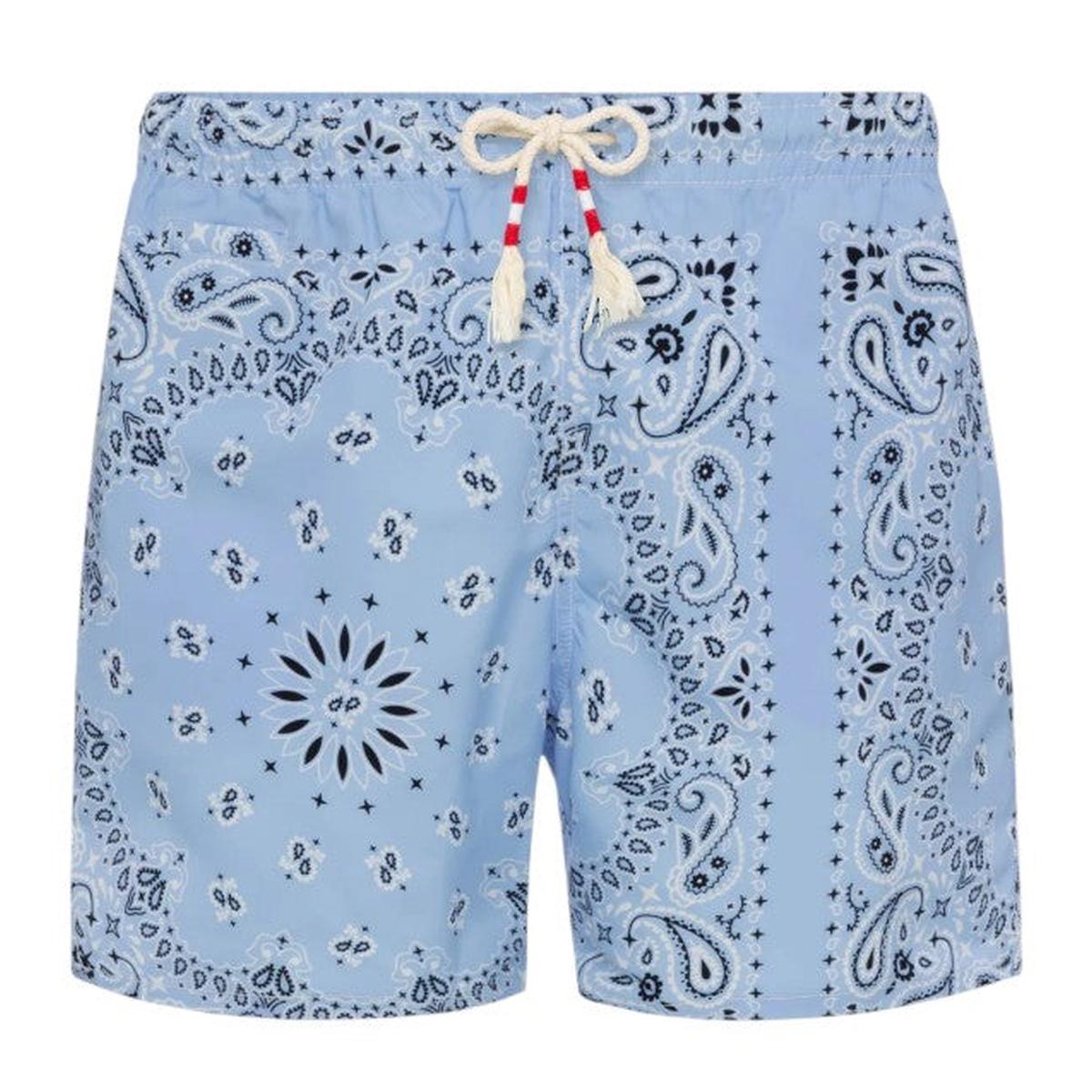 MC2 Saint Barth Caprese Swim Shorts in Light Blue Bandana Print