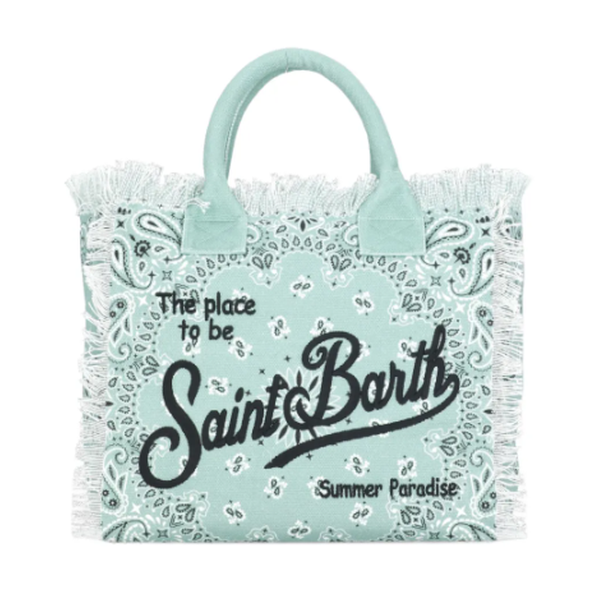 MC2 Saint Barth Colette Canvas Handag in Light Green Bandana Print