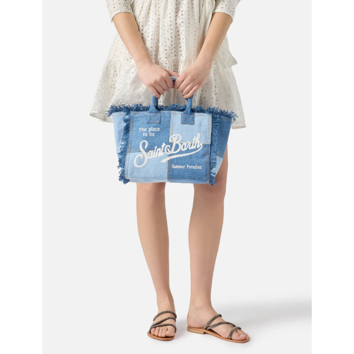 MC2 Saint Barth Colette Denim Patchwork Handbag