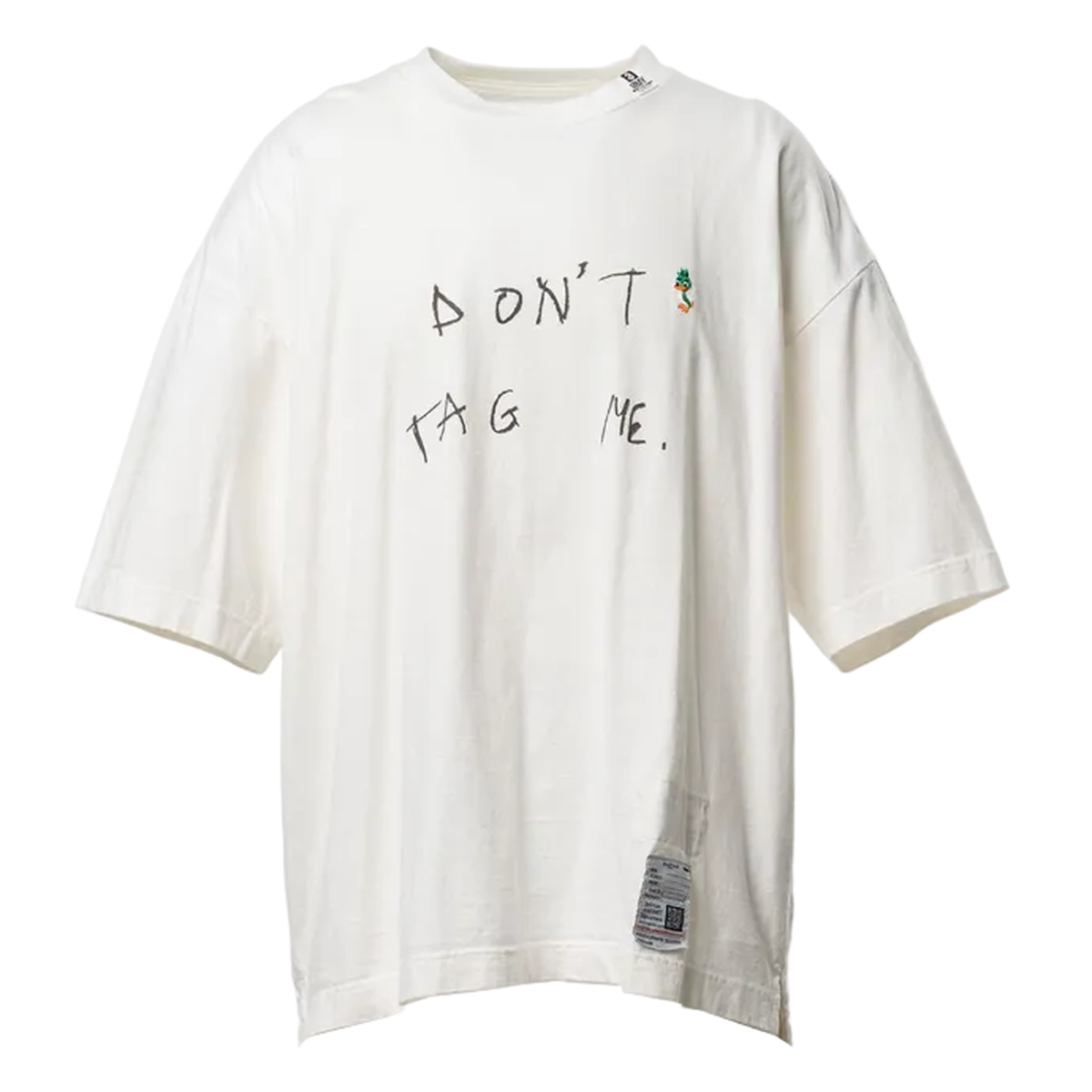 Maison Mihara Don't Tag Me. Printed T-Shirt in White