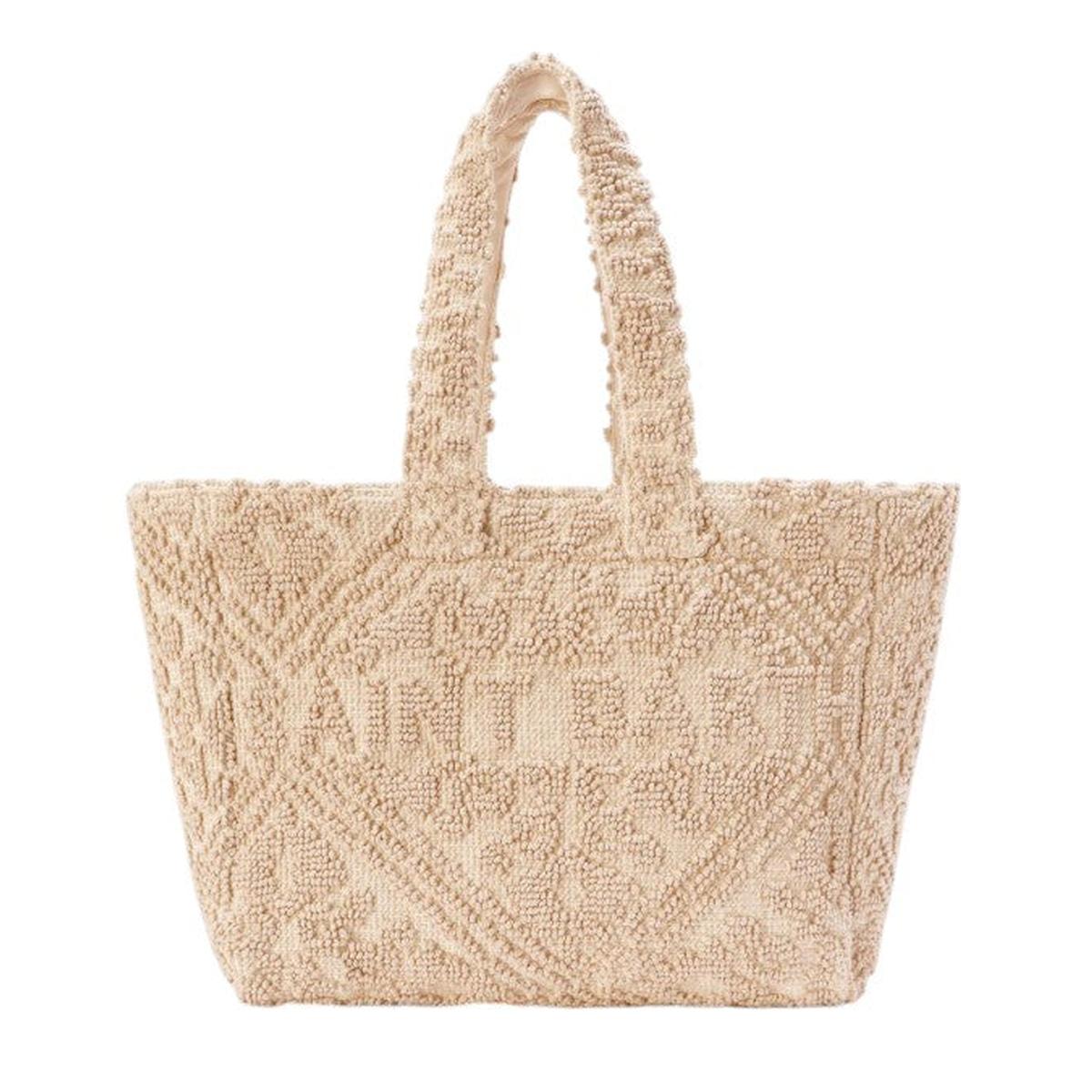 MC2 Saint Barth Vanity Cotton Tufting Bag in Beige with Raised Embroidery