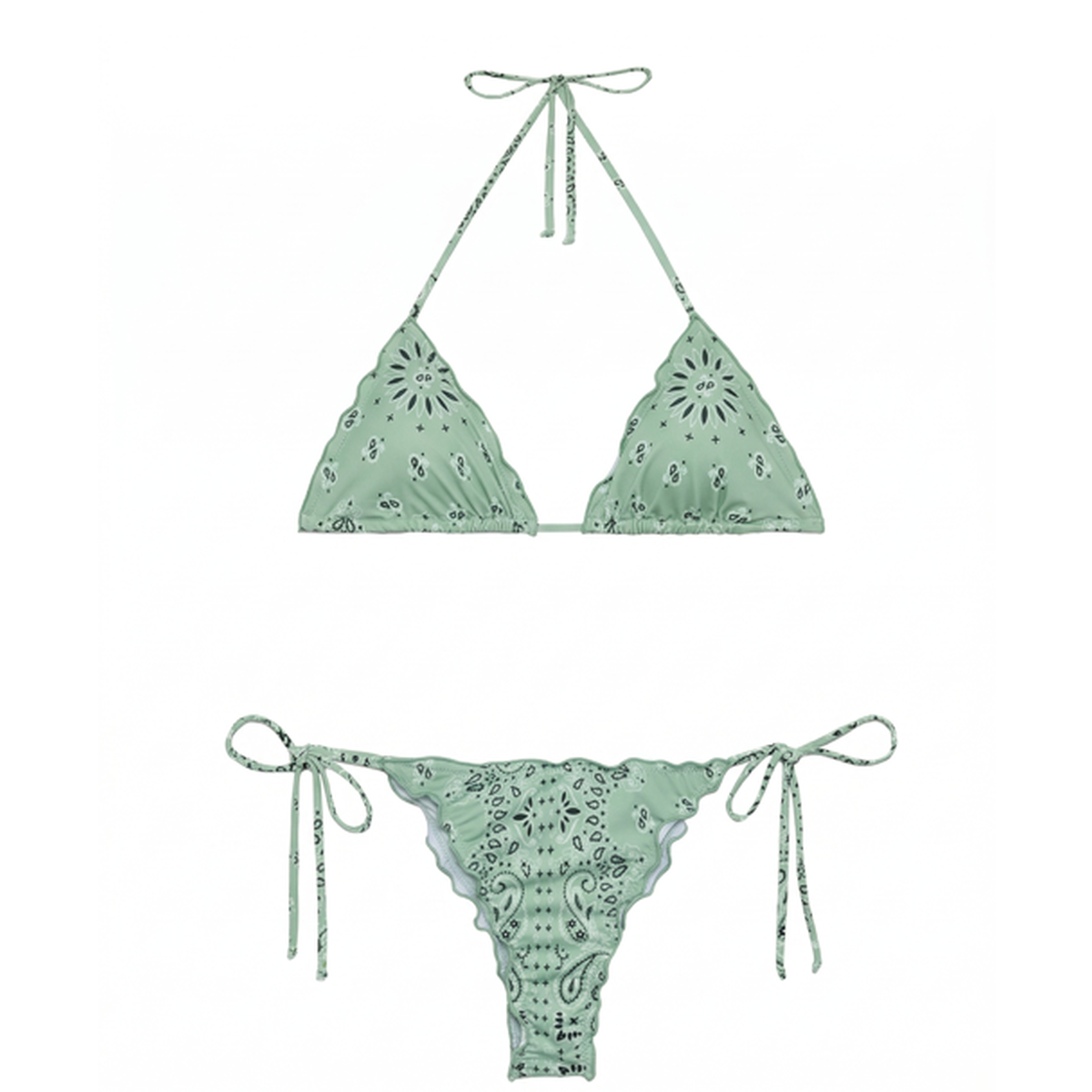 MC2 Saint Barth Sagitami Triangle Bikini in Sage Green Bandana Print