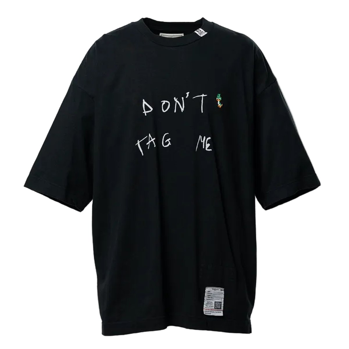Maison Mihara Don't Tag Me. Printed T-Shirt in Black