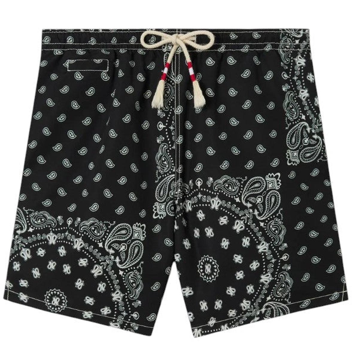 MC2 Saint Barth Caprese Swim Shorts in Black Bandana Print