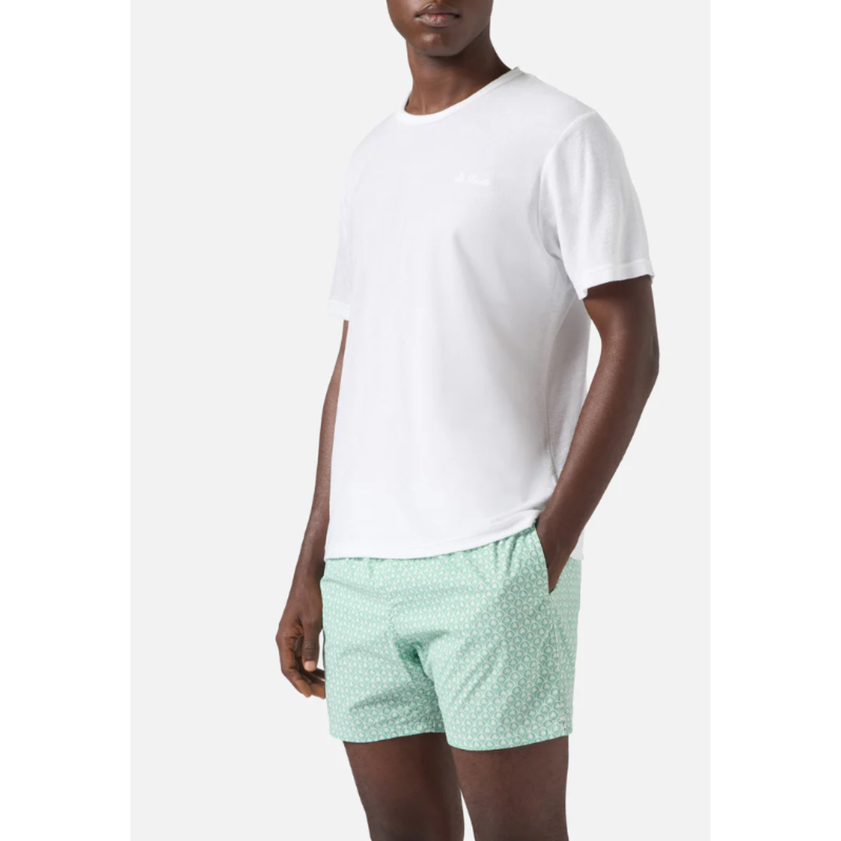 MC2 Saint Barth Gray Cotton Terry-Effect White T-Shirt With St. Barth Embroidery
