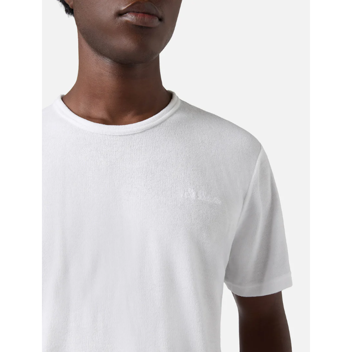 MC2 Saint Barth Gray Cotton Terry-Effect White T-Shirt With St. Barth Embroidery