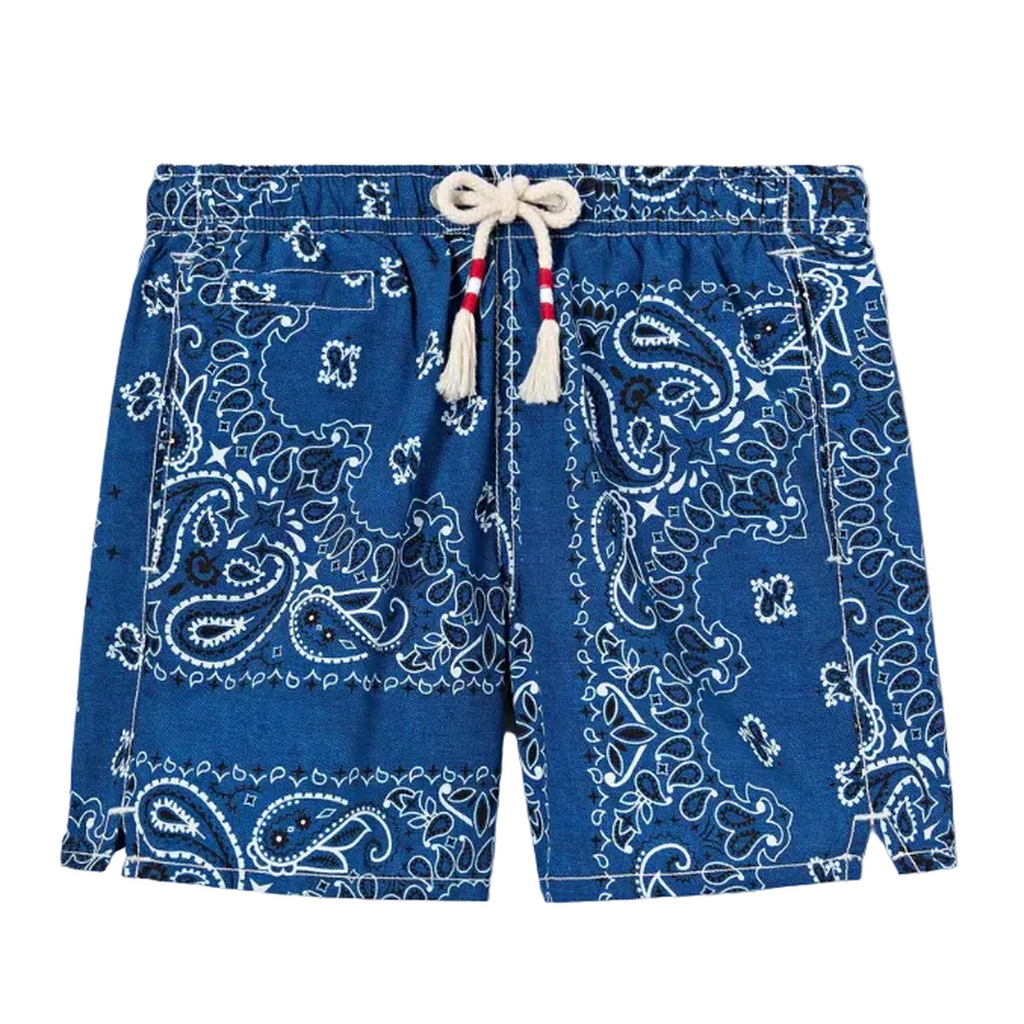 MC2 Saint Barth JR Caprese Swim Shorts in Navy Blue Bandana Print