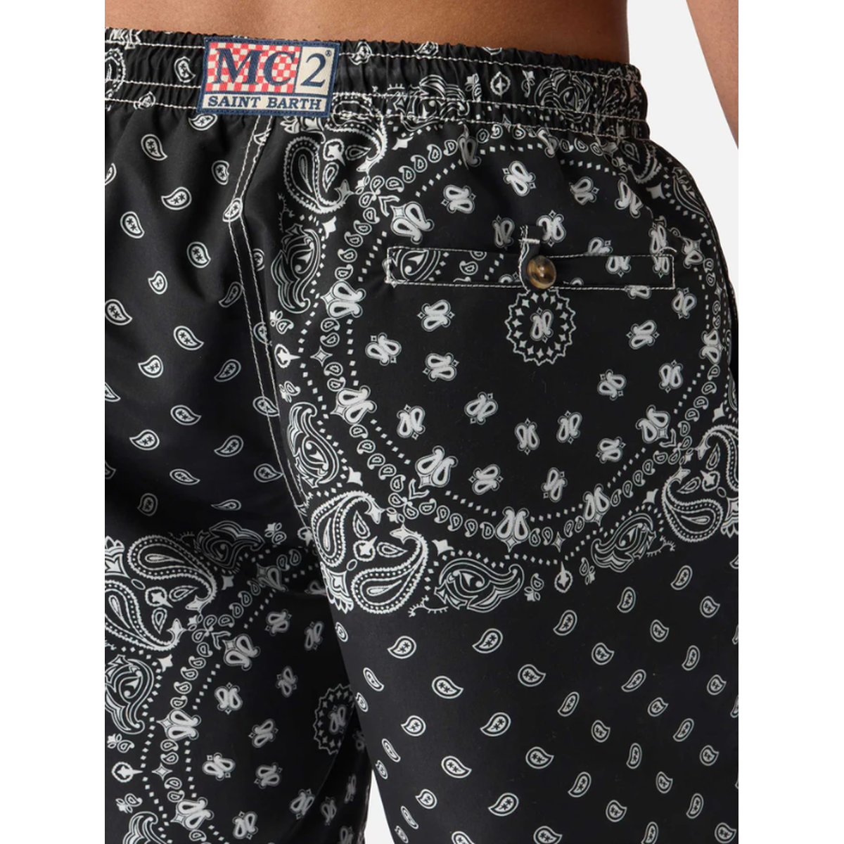 MC2 Saint Barth Caprese Swim Shorts in Black Bandana Print