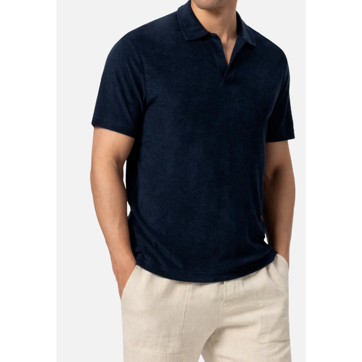 MC2 Saint Barth Jeremy Cotton Terry-Effect Blue Navy Polo T-Shirt