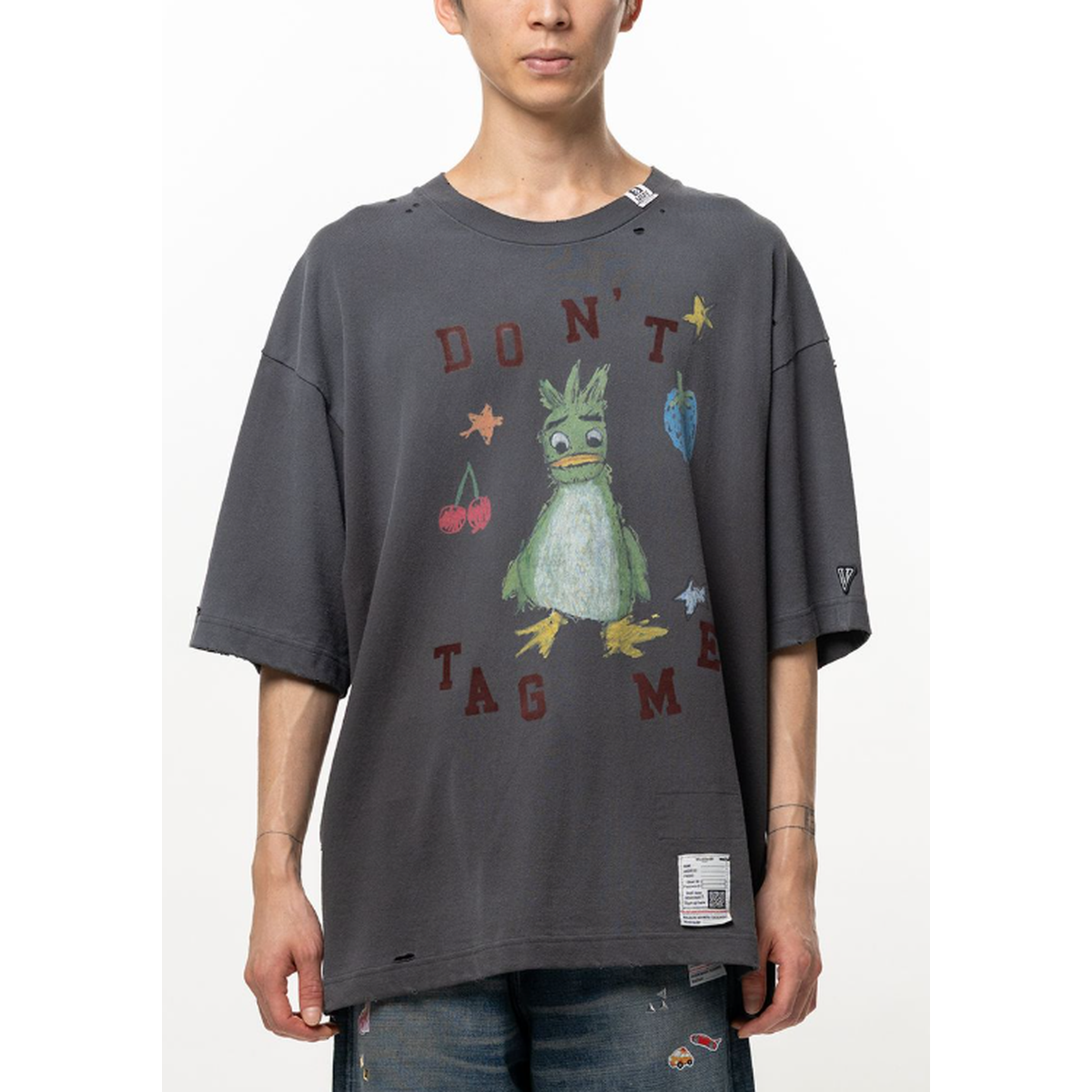Maison Mihara Leon Doodle Printed T-Shirt in Black