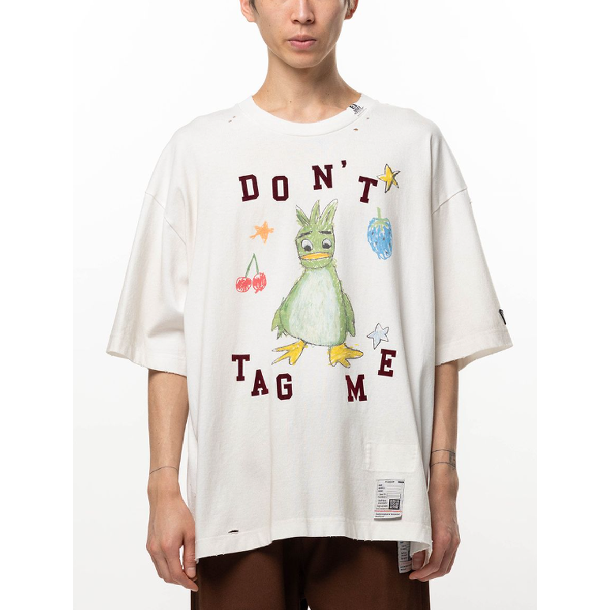 Maison Mihara Leon Doodle Printed T-Shirt in White