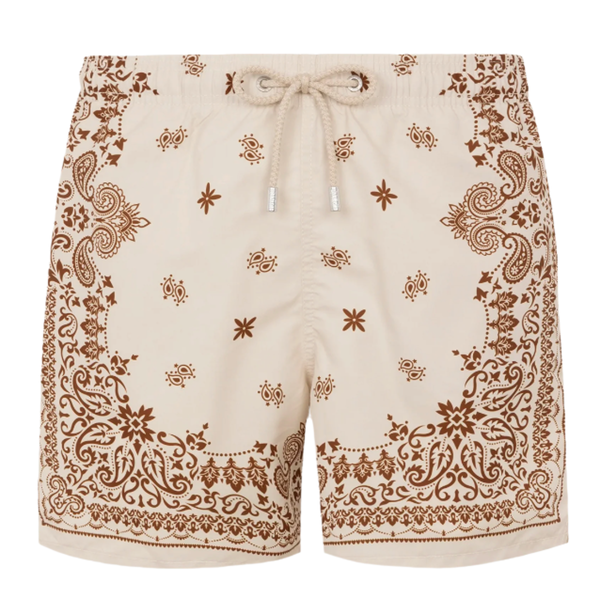 MC2 Saint Barth Gustavia Swim Shorts in Beige Bandana Paisley Print