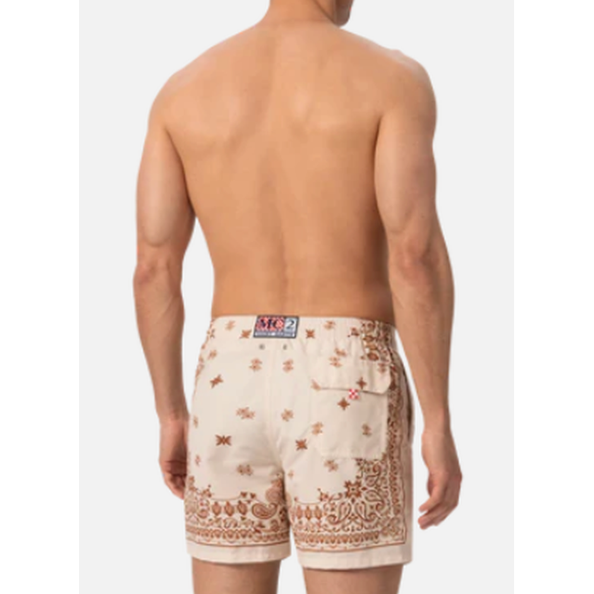 MC2 Saint Barth Gustavia Swim Shorts in Beige Bandana Paisley Print