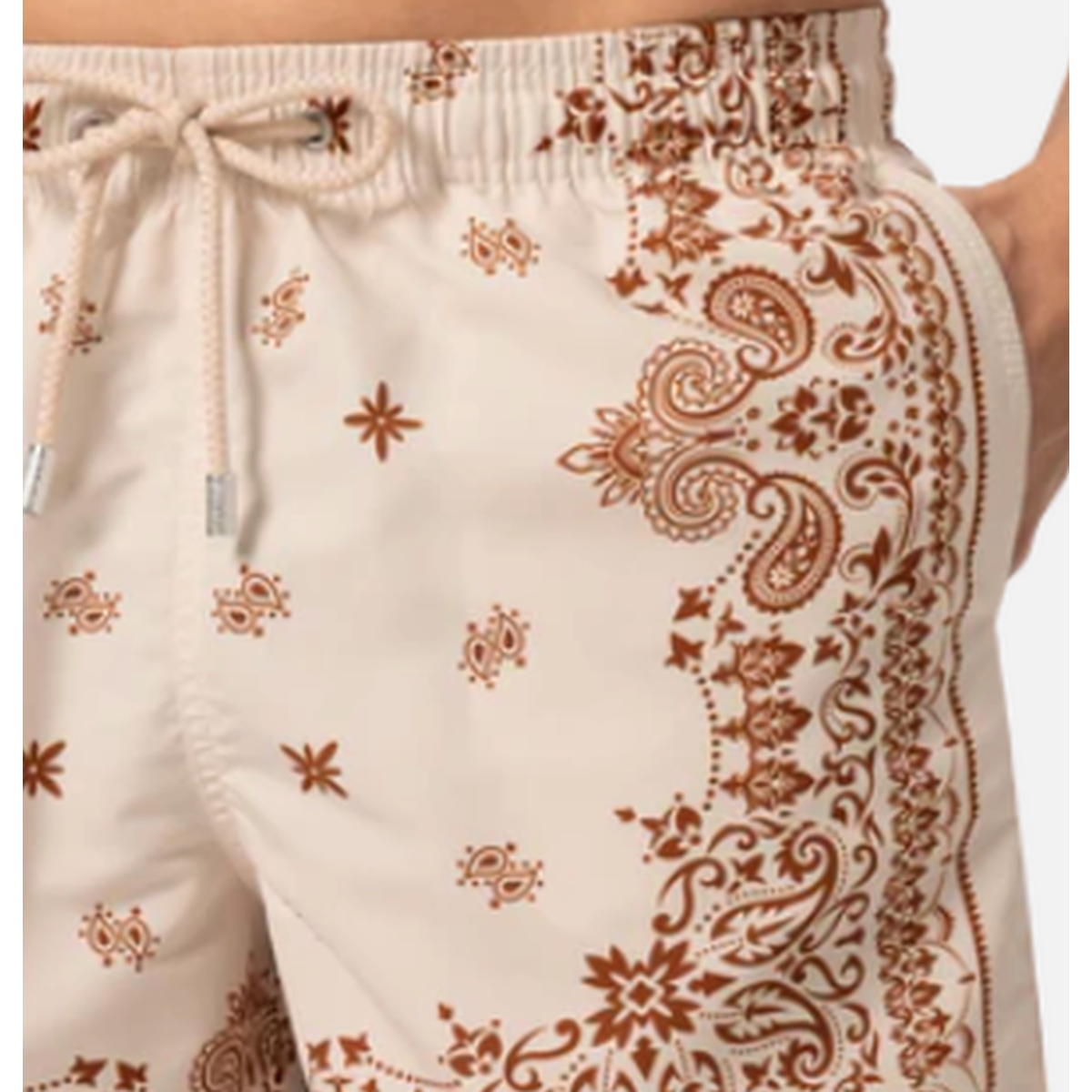 MC2 Saint Barth Gustavia Swim Shorts in Beige Bandana Paisley Print