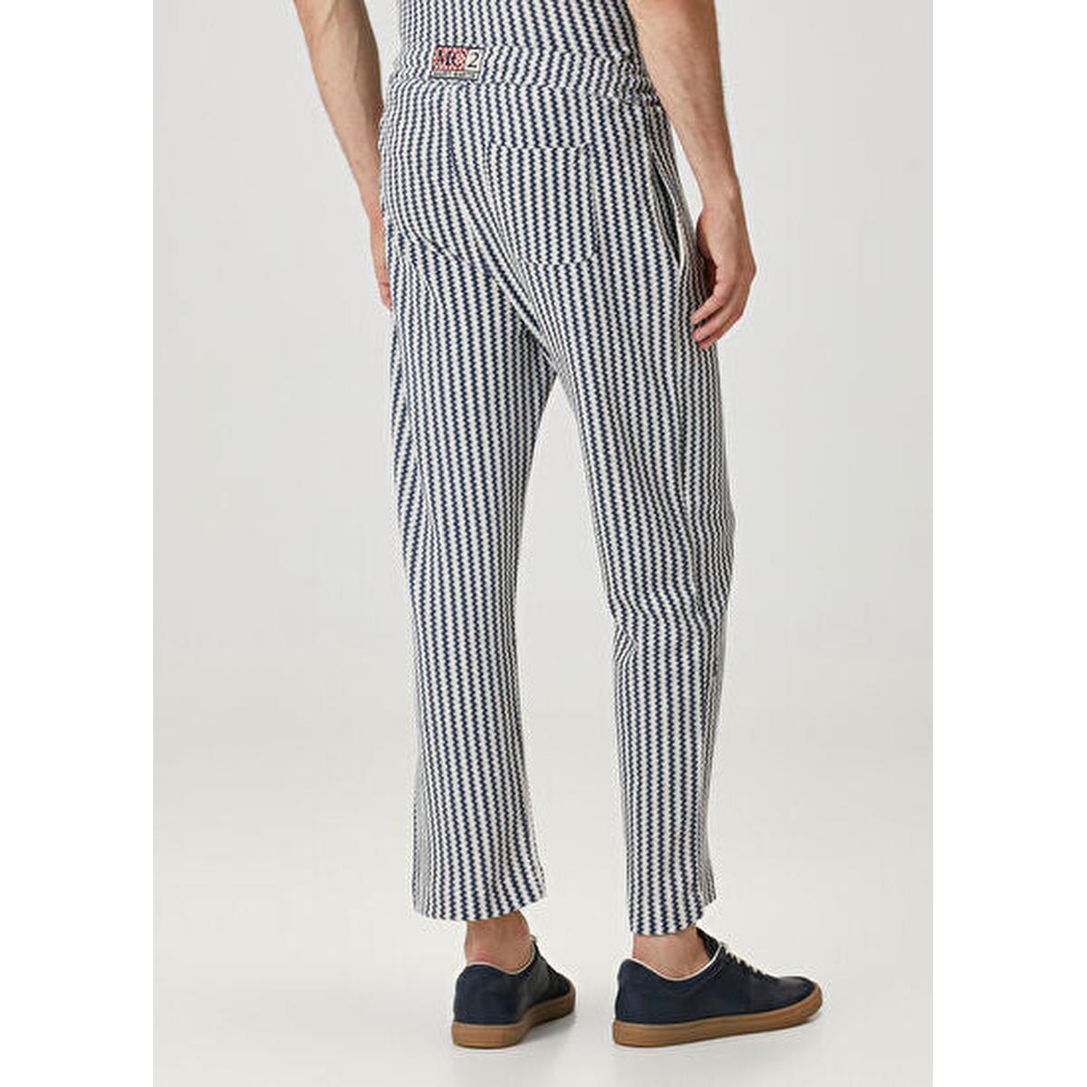 MC2 Saint Barth Calais Crochet Pants In White And Blue Stripes
