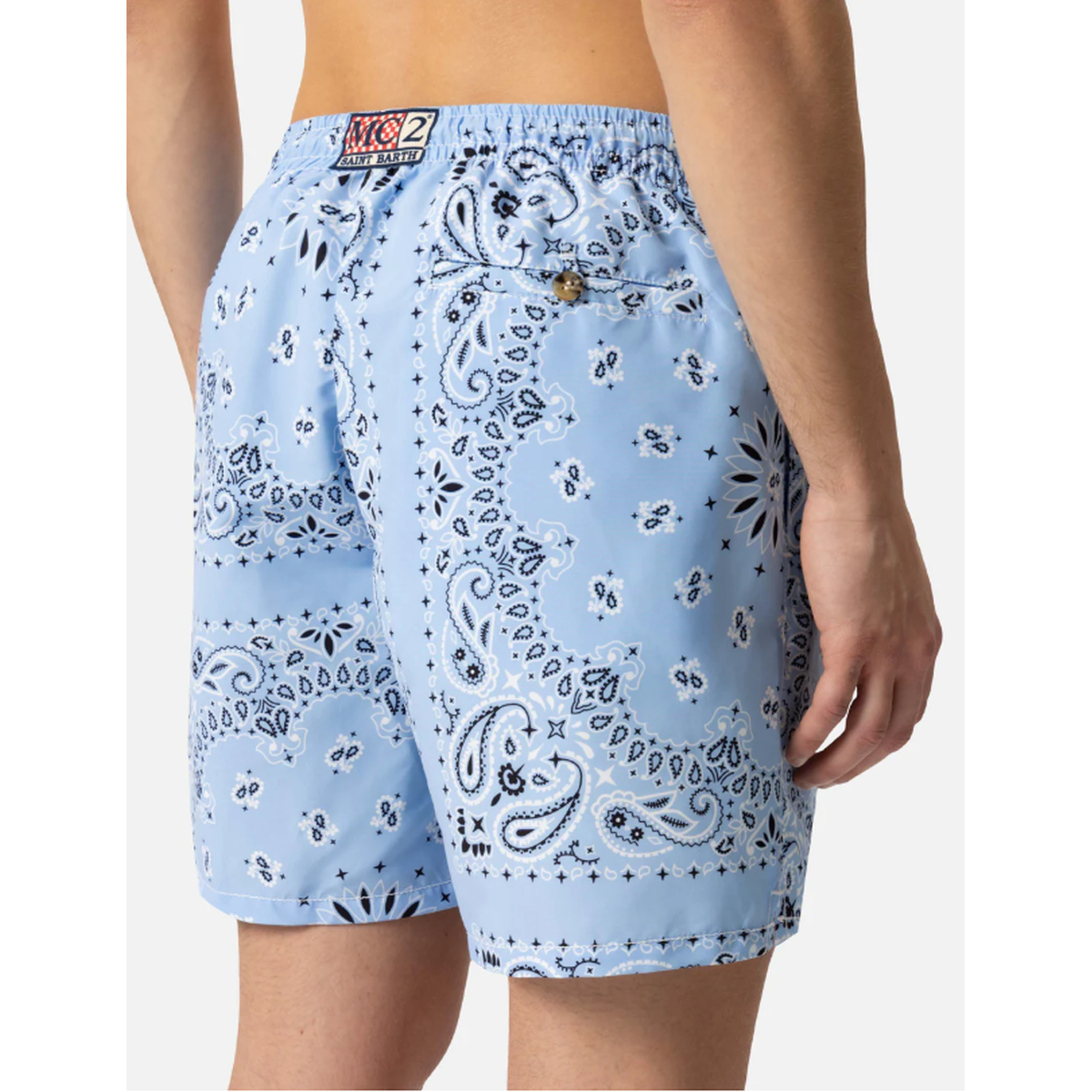 MC2 Saint Barth Caprese Swim Shorts in Light Blue Bandana Print