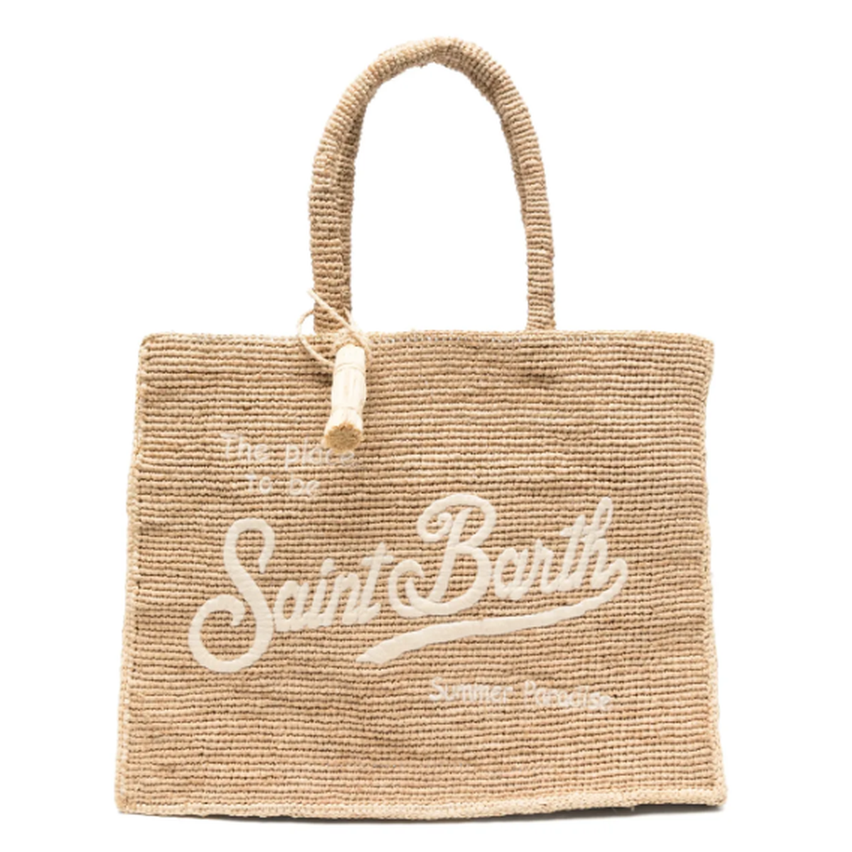 MC2 Saint Barth Vanity Raffia Shoulder Bag in Natural Beige with Cream Trim