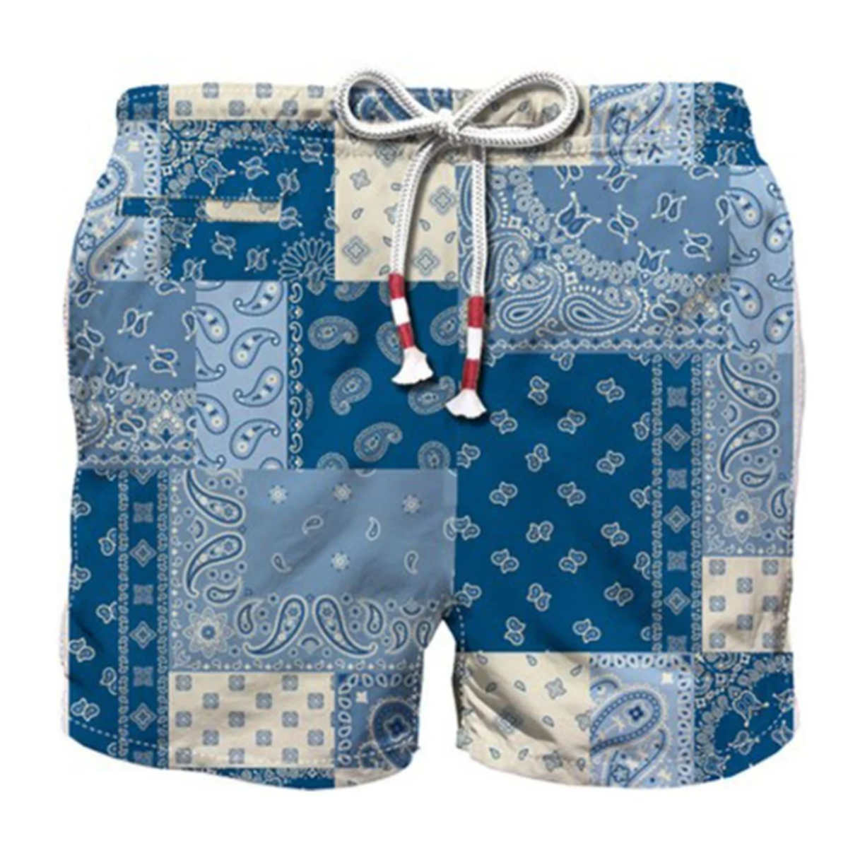 MC2 Saint Barth Caprese Swim Shorts in Shades of Blue Foulard Patch