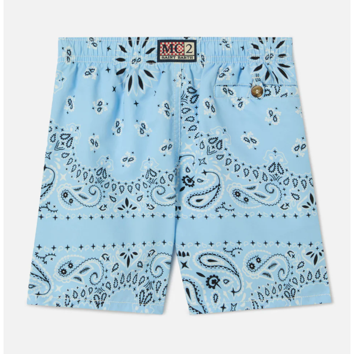 MC2 Saint Barth JR Caprese Swim Shorts in Light Blue Bandana Print