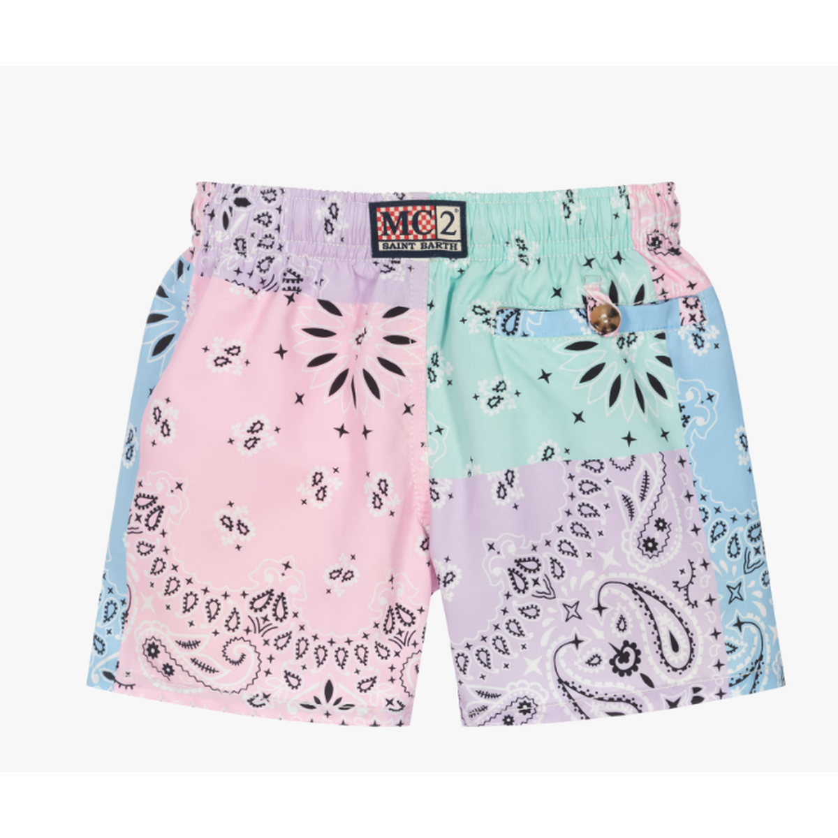 MC2 Saint Barth JR Caprese Swim Shorts in Colourblock Bandana Print
