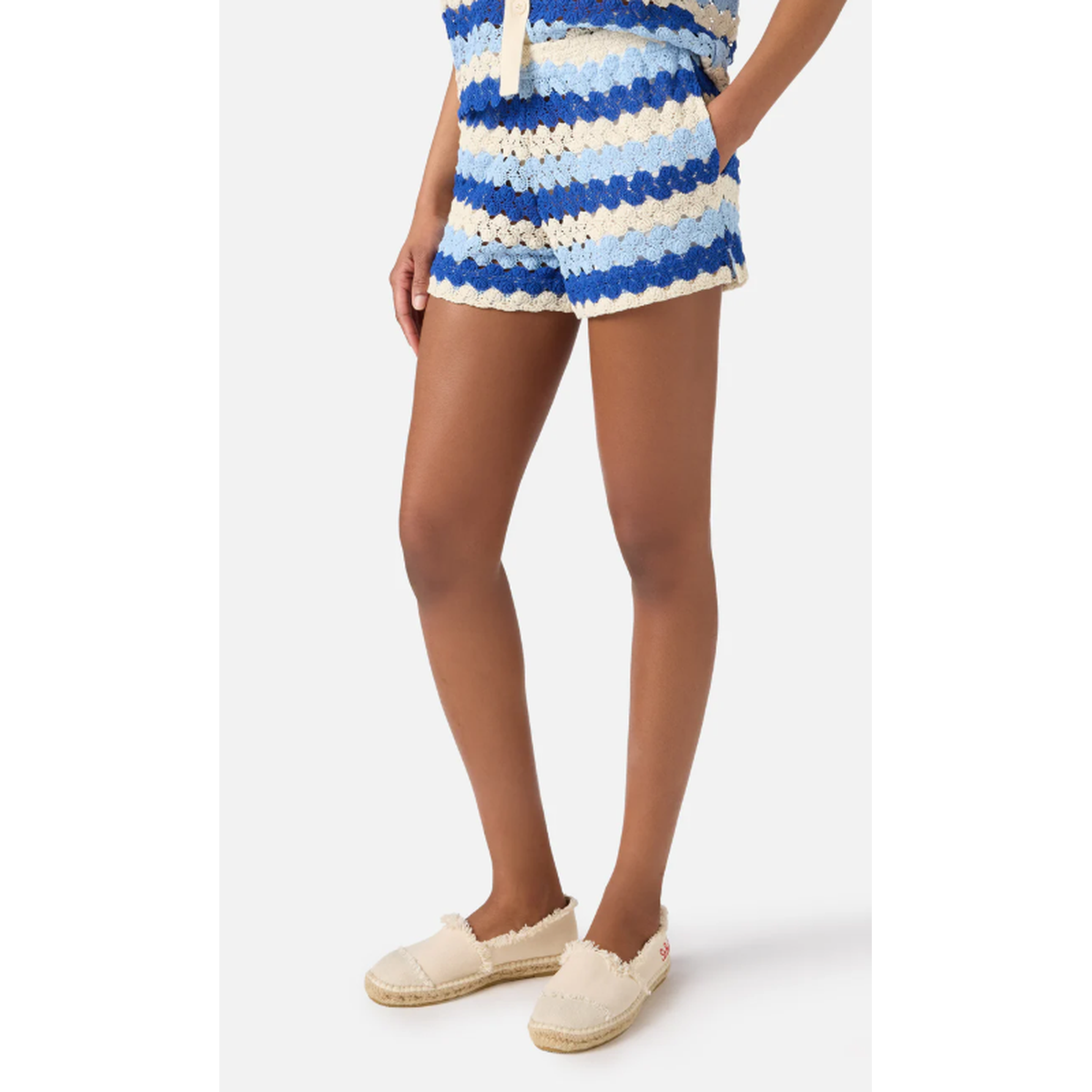 MC2 Saint Barth Meave Crochet shorts with Blue Stripes