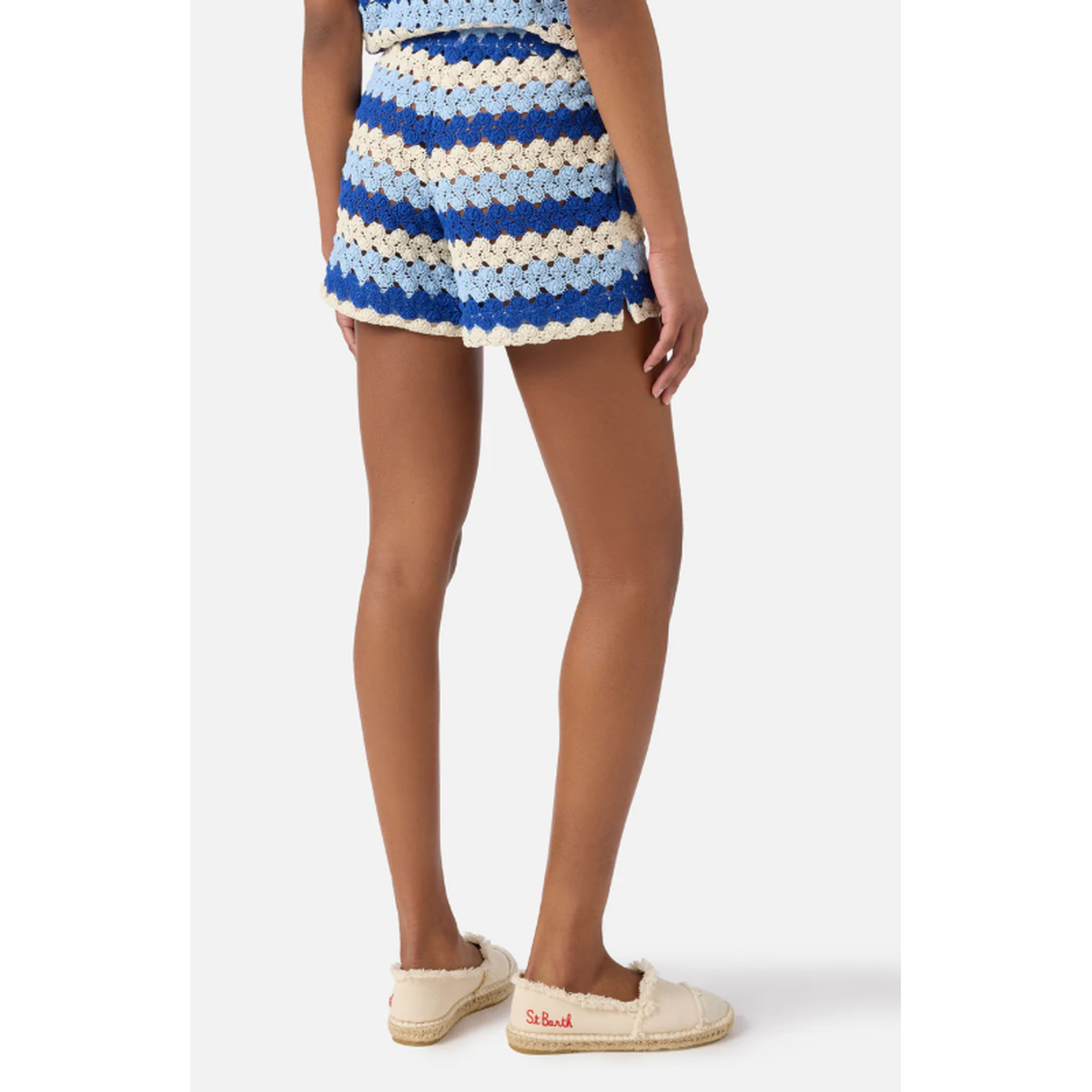 MC2 Saint Barth Meave Crochet shorts with Blue Stripes