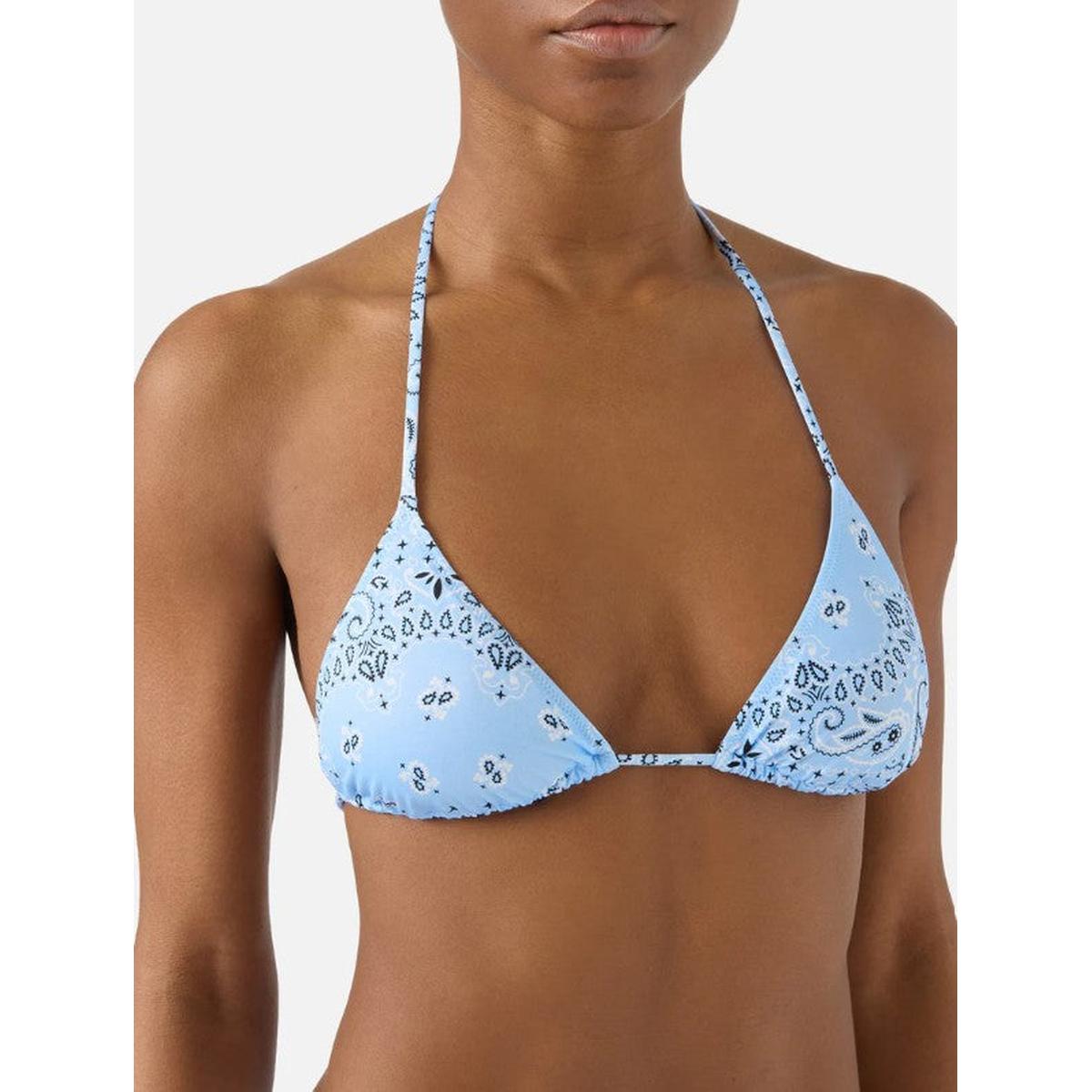 MC2 Saint Barth Leah Virgo Bikini in Light Blue Bandana Print