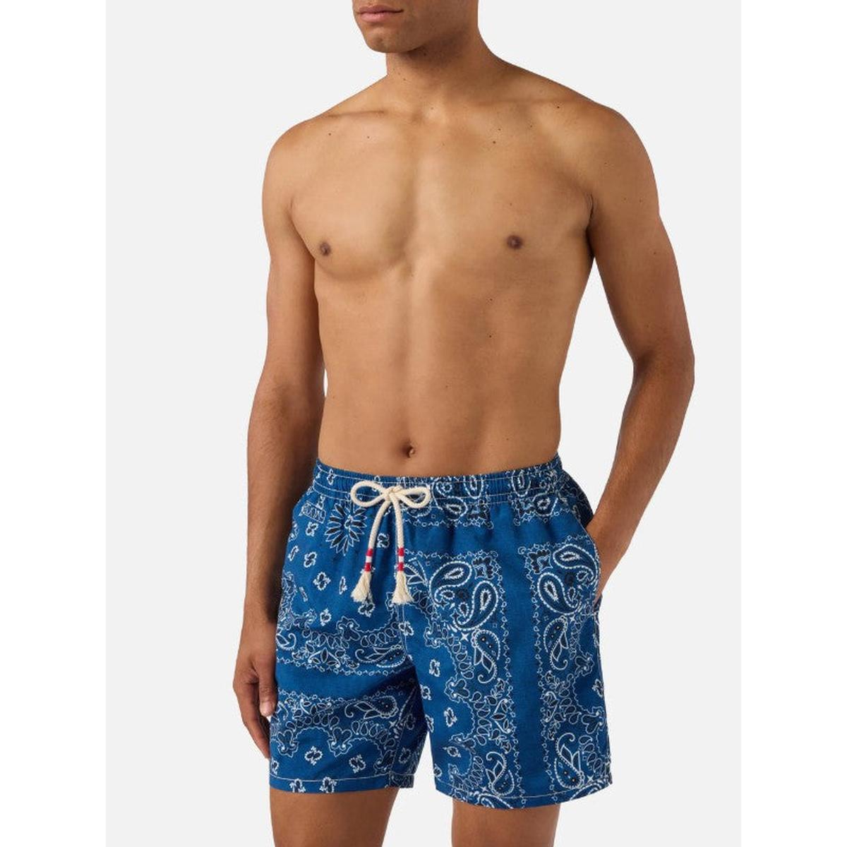 MC2 Saint Barth Caprese Swim Shorts in Navy Blue Bandana Print