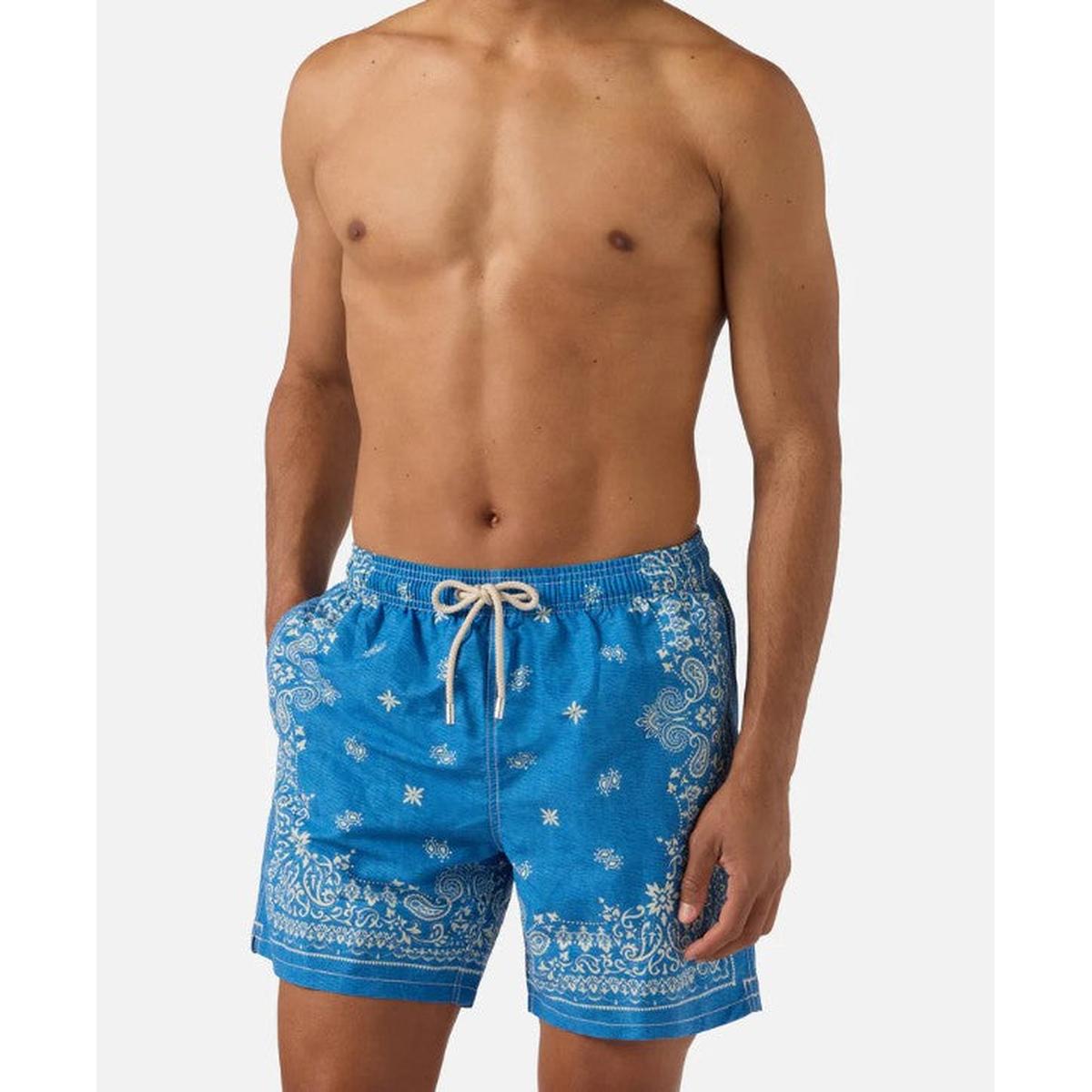 MC2 Saint Barth Gustavia Swim Shorts in Blue Denim Bandana Print