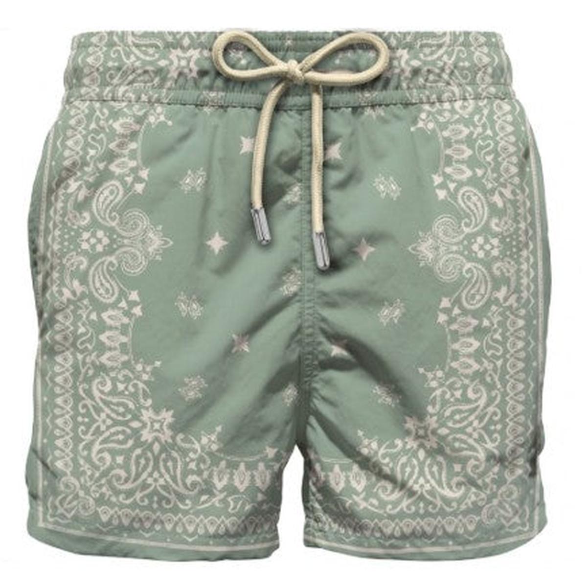 MC2 Saint Barth Gustavia Swim Shorts in Sage Green Bandana Paisley Print