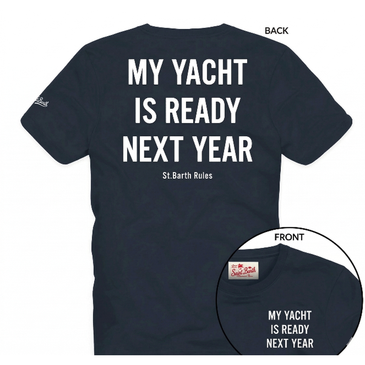 MC2 Saint Barth Portofino Navy Blue T-Shirt With My Yacht Print