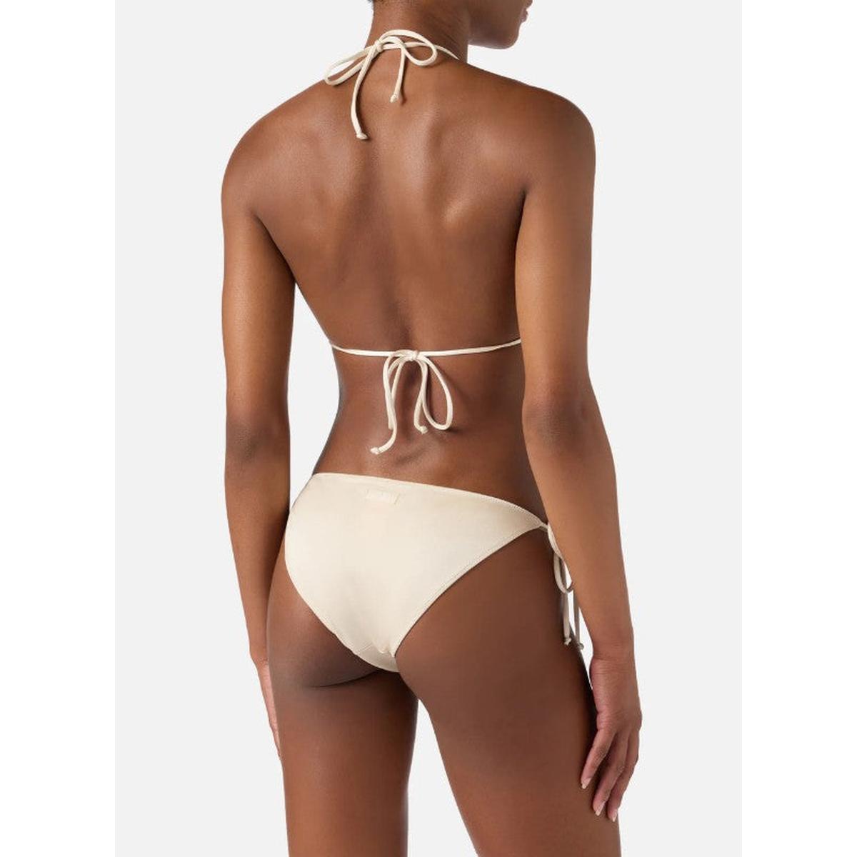 MC2 Saint Barth Leah Virgo Bikini with Glossy Finish and Charms in Beige
