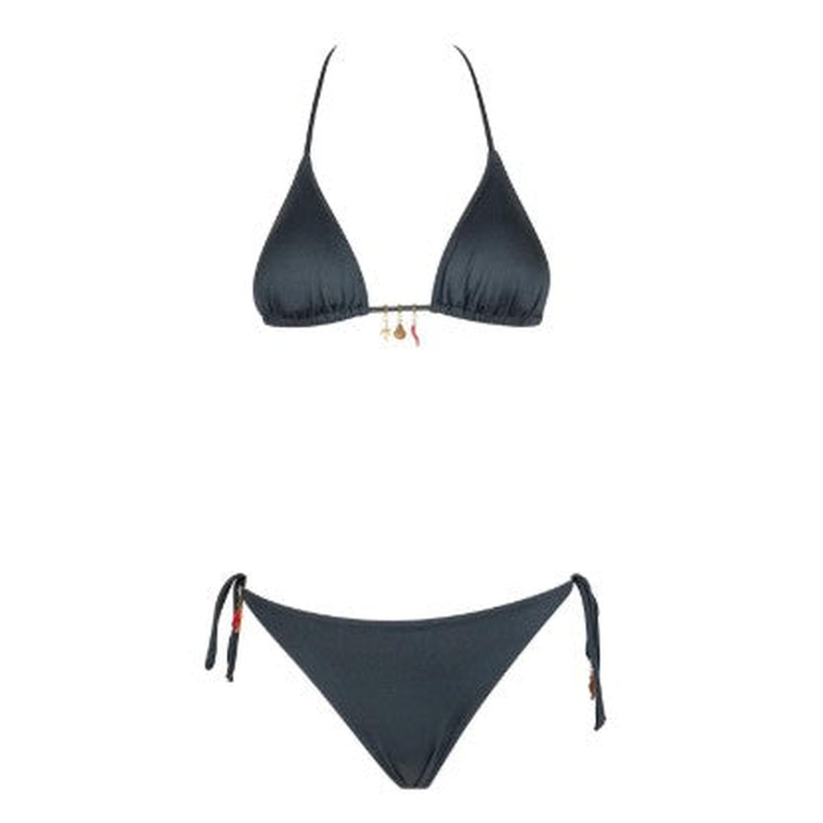 MC2 Saint Barth Leah Marielle Bikini with Glossy Finish and Charms in Black