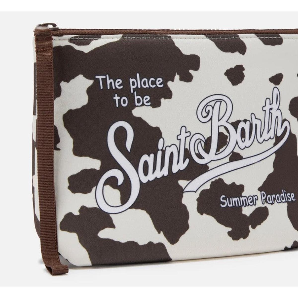 MC2 Saint Barth Aline Animalier Cow Print Scuba Pouch