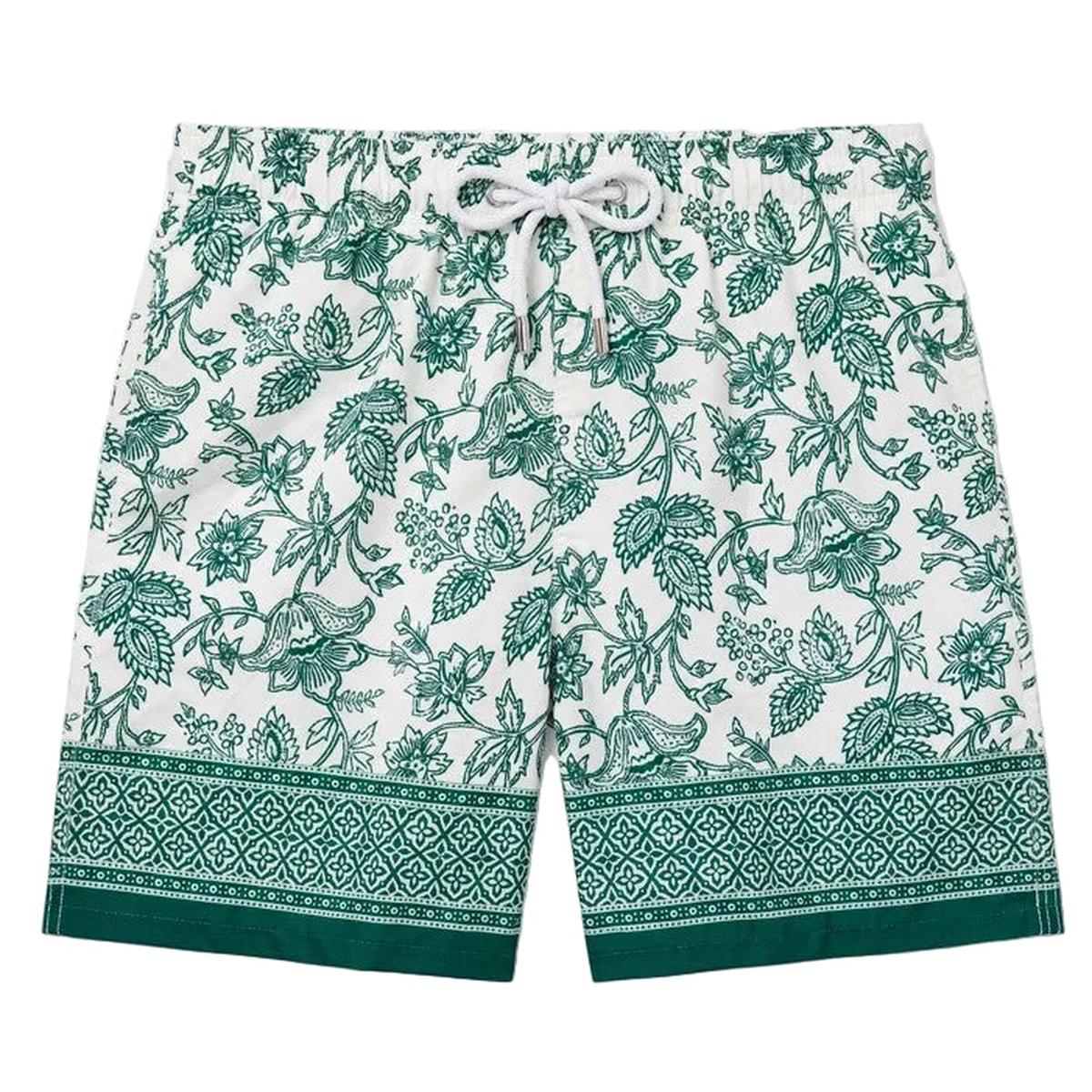 MC2 Saint Barth White Gustavia Swim Shorts with Contrasting Garden Print