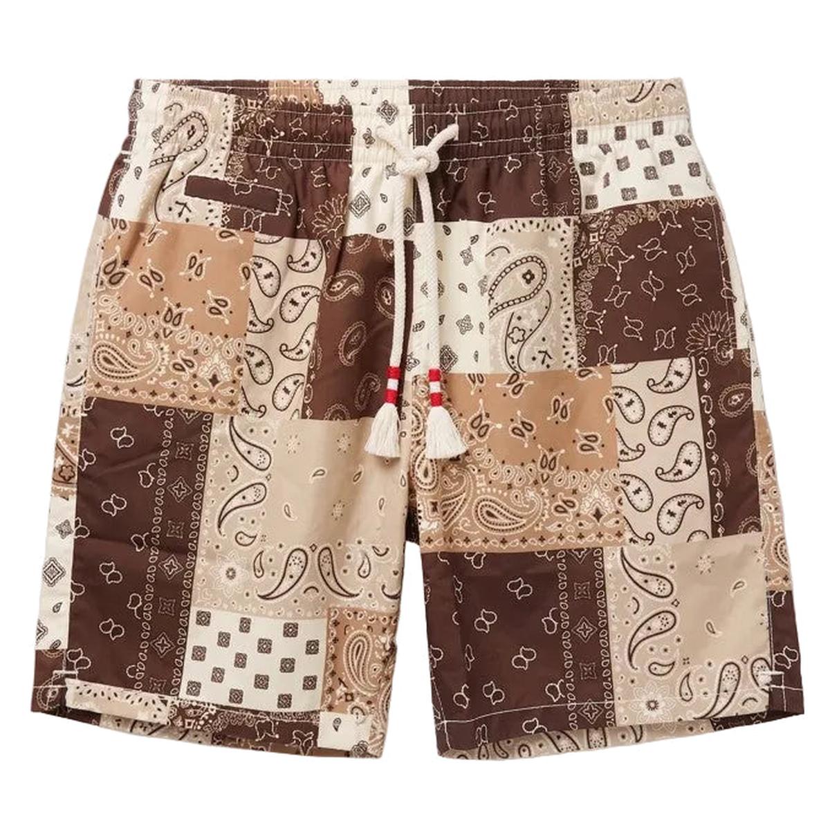 MC2 Saint Barth Caprese Brown Swim Shorts in Bandana Patch Print