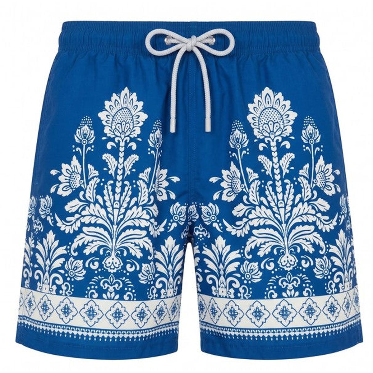 MC2 Saint Barth Gustavia Blue Swim Shorts with Flower Print