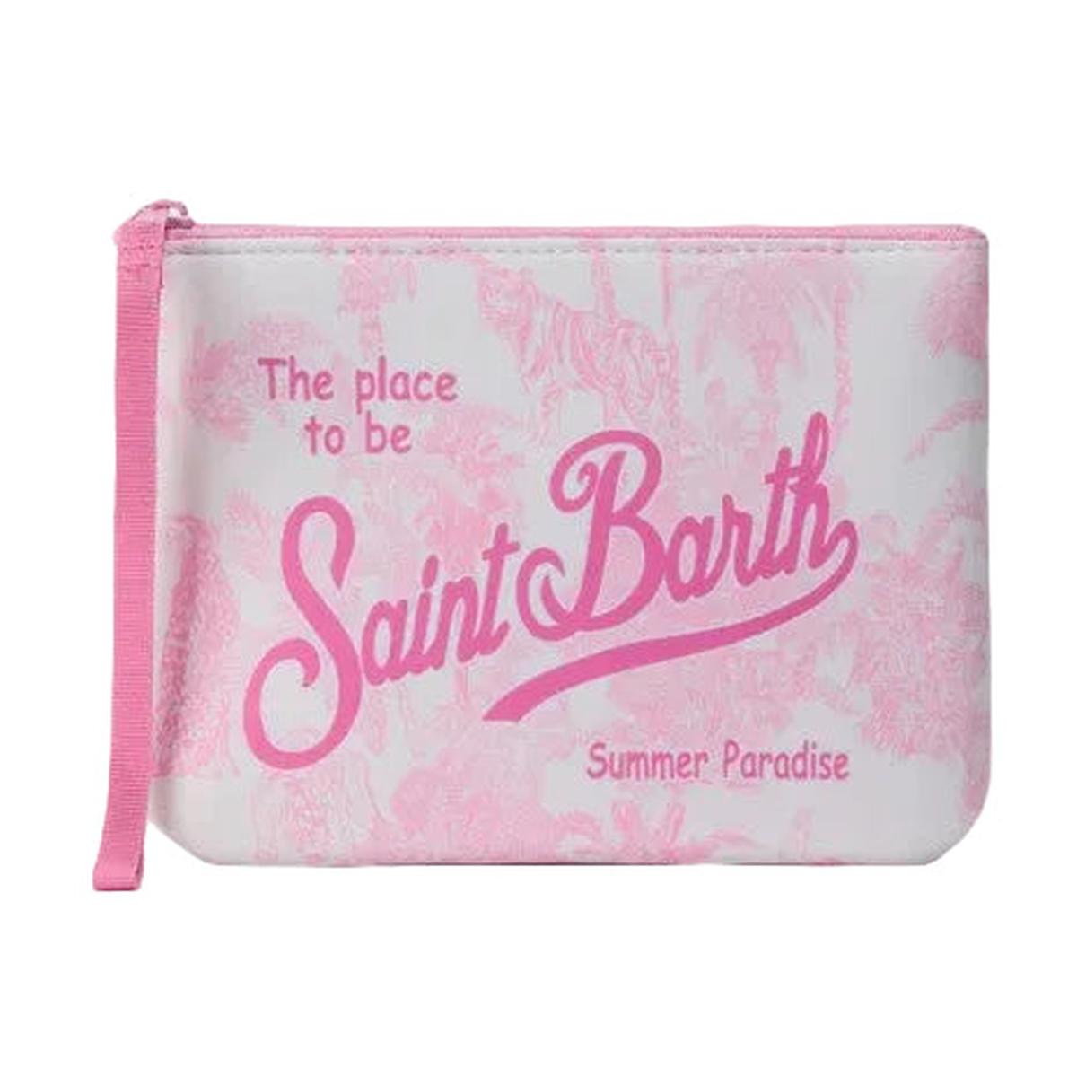 MC2 Saint Barth Aline Jungle Oceania Print Scuba Pouch In Pink