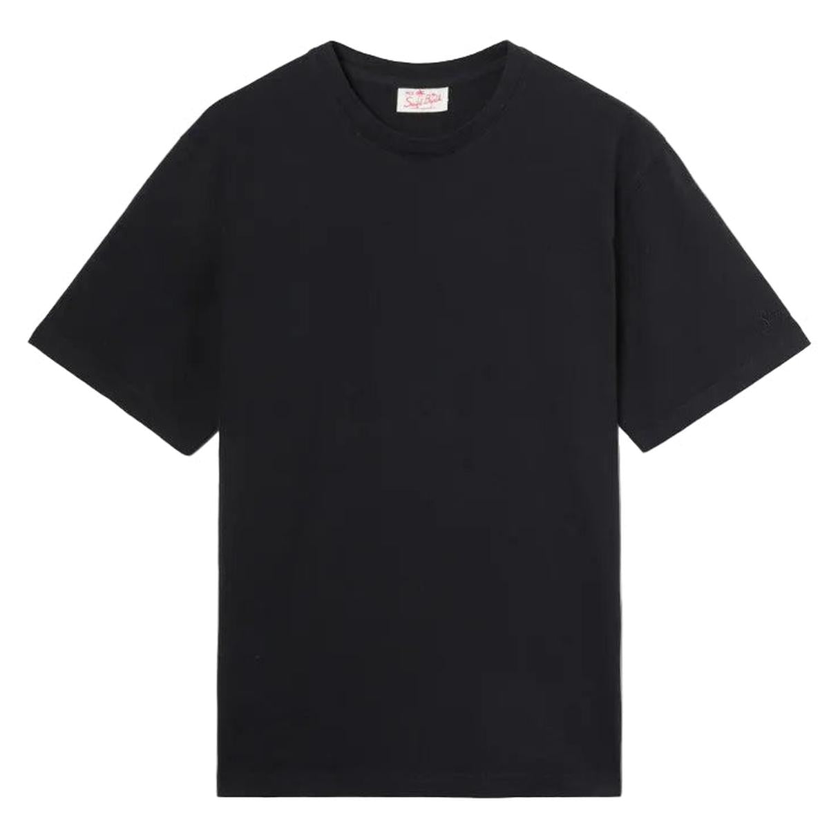MC2 Saint Barth Dover Black Cotton T-Shirt with St. Barth Embroidery